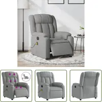 The Living Store Massagesessel Elektrisch Hellgrau Stoff