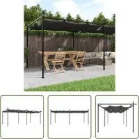 The Living Store Pergola mit Schiebedach Anthrazit 589x292x230 cm