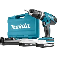 Makita Akku-Schlagbohrschrauber HP457DWE10, im Transportkoffer, mit 74 tlg. Zubehör, zwei BL 1815G 18 Volt 1,5 Ah Akkus
