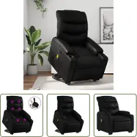 The Living Store Massagesessel mit Aufstehhilfe Schwarz Kunstleder