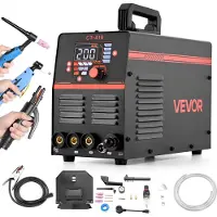 Vevor Schweißgerät 3-in-1 Kombi, Schneiden/WIG/MMA, 50-A-Plasmaschneider & 200-A-WIG-Elektrodenschweißgerät, LED-Digitalanzeige mit 2T/4T/PA/PT-Funktion für Heimwerkerarbeiten & Werkstätten