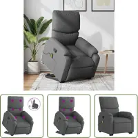 The Living Store Massagesessel mit Aufstehhilfe Dunkelgrau Stoff