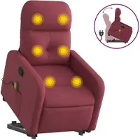 Syfax Massagesessel mit Aufstehhilfe Weinrot Stoff