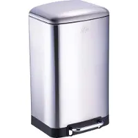 Dirt Devil Tretmülleimer 30L – Mülleimer Küche mit Soft Close – Abfalleimer aus Edelstahl – Herausnehmbarer Inneneimer – Küchenmülleimer 34,5 x 32,5 x 61,5 CM – Silber