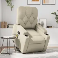 vidaXL Schlichtes Massagesessel mit Aufstehhilfe Creme Kunstleder - Fernseh- & Relaxsessel DE3777913 2parcel