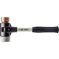HALDER Simplex Schonhammer Ø 30 mm TPE-mid Grau Kupfer mit Verstärktem Tempergussgehäuse und FiberglasStiel