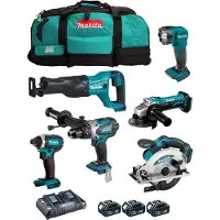Makita Kit DLX6104TX2 (DHP458 + DTD152 + DSS610 + DJR186 + DGA452 + DML815 + 3 x 5,0 Ah + DC18RD + LXT600)