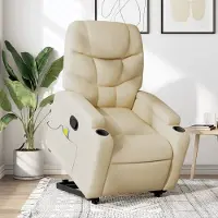 vidaXL Massagesessel mit Aufstehhilfe - Einzelsofa - Creme Stoff - Couchsessel CC11152