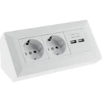 Chilitec 2-fach Steckdosenblock + 2x USB weiß ma 250V/ 16A Aufbaumontage USB 3,1A