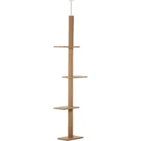 Slyrun Höhenverstellbarer Kratzbaum bis zur Decke 228-260 cm, 3 Ebenen Kletterbaum für Katzen, hellbraun Spielbaum Boden-Decke Katzenkratzbaum