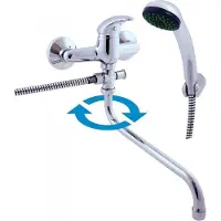 RAV SAZAVA Wand-Wannenmischer aus Chrom mit langem Auslauf SLEZAK Ihre Wahl: Mit Handbrause mit festem Halter,