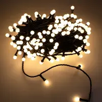 Spetebo Lichterkette 200 warm weiße LED Kugeln - 20m / In-Outdoor / Timer / Dimmer - mit Netzteil