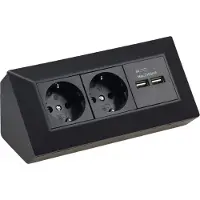 Chilitec 2-fach Steckdosenblock + 2x USB schwarz 250V AC / 16A Aufbaumontage Neue Version