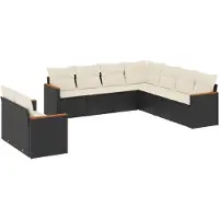 vidaXL 9-tlg. Garten-Sofagarnitur mit Kissen Schwarz Poly Rattan