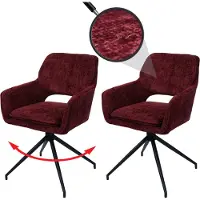 MCW 2er-Set Esszimmerstuhl MCW-N74, Küchenstuhl, drehbar Auto-Return, Stoff Chenille (490g/m²) bordeaux