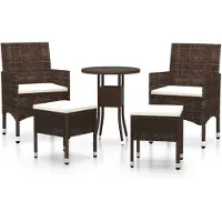 vidaXL 5-tlg. Garten-Lounge-Set Poly Rattan Braun