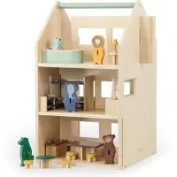 Trixie Baby Holz Puppenhaus mit Zubehör -Holzspielzeug Haus