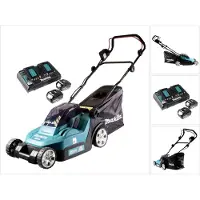 Makita DLM 382 PF2 Akku Rasenmäher 36 V ( 2x 18 V ) 38 cm 40 l + 2x Akku 3,0 Ah + Doppelladegerät