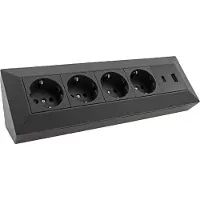 Chilitec 4-fach Steckdosenblock USB-A+C schwarz 250V/ 16A Aufbaumontage USB 3,1A PD