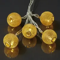 Hellum Lichterkette LED Metallbälle Körbe gold Deko 10 LED warmweiß Innen Batterie IP20