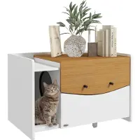 PawHut Katzenschrank für Katzentoilette, Katzenhaus mit ausziehbarem Schrank