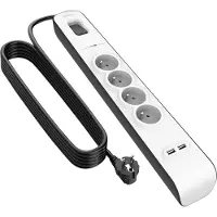 Belkin BSV401CA2M, 525 J, 4 AC-Ausgänge, Typ E, Schwarz, Weiß, Typ E, 2 m