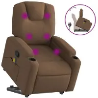 vidaXL Möbel Massagesessel/Relaxsessel - Modernes Design - TV-Sessel - Einzelsofa - mit Aufstehhilfe Braun Stoff - Couchsessel CLORIS9965380