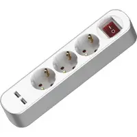 Plastrol Steckdosenleiste 3-fach 3x2p+Z Schuko 2xUSB mit Schalter 5m 230V 16A Weiß