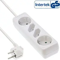 InLine Steckdosenleiste, 4-fach, 2x Schutzkontakt + 2x Euro, weiß, 1,5m, 1,5 m, Abgewinkelt, 1,5 mm², Weiß, Kunststoff, 2 AC-Ausgänge