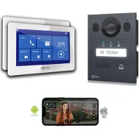 Goliath Basic Line Anthrazit/Weiß Full HD Video Türsprechanlage Set für 1 Familienhaus 2x 7 Monitor Aufputz