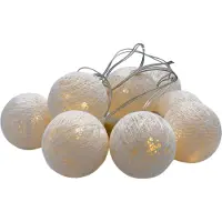 Spetebo Raphia Lichterkette mit 10 LED Kugeln - Batterie betrieben - Farbe: weiß