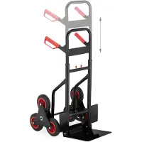 Relaxdays Sackkarre Treppensteiger, klappbare Transportkarre, bis 200 kg, Vollgummireifen, höhenverstellbar, schwarz/rot