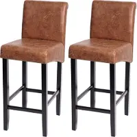 Generique 2er-Set Barhocker HWC-C33, Barstuhl Tresenhocker, Holz WildKunstleder, dunkle Beine, Stoff/Textil