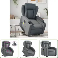 The Living Store Massagesessel mit Aufstehhilfe Grau Kunstleder