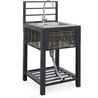 Oviala Aluminium- und Rattan-Außenküchenspülmöbel - Clari