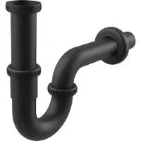 Alcadrain Röhrengeruchverschluss „U“ für die Waschbecken DN32 mit einer Überwurfmutter 5/4", Schwarz-Matt