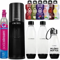 SodaStream Wassersprudler Terra Schwarz Set mit 3 Flaschen und Sirup