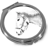 Art-Dog Haflinger - Taschenspiegel mit Pferd, personalisierter Taschenspiegel, kompakter Spiegel mit -Logo