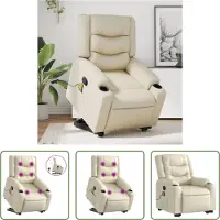 The Living Store Massagesessel mit Aufstehhilfe Creme Kunstleder