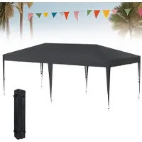 XMTECH Pop-up Faltpavillon 3x6 Faltbar Pavillon, Höhenverstellbar 2,4m - 2,6m Partyzelt für Outdoor Garten, Stabil, UV-Schutz, Wasserdicht, Anthrazit