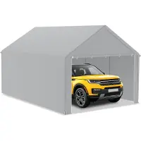 UISEBRT 4x6m Große Zeltgarage Garagenüberdachung - UV-beständiger Unterstand Carport Garagenzelt & Lagerzelt mit PE-Dach für Auto, SUV, LKW, Boot - Grau