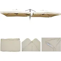 Mendler Sonnenschirmbezug T44, 8 Streben 3x3m Polyester, Ersatz-Bezug für Doppel-Ampelschirm T44 creme mit Flap