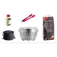 LotusGrill Starter-Set Classic 1xGrill Edelstahl mit USB-Anschluß 5tlg
