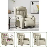 The Living Store Massagesessel Elektrisch Creme Kunstleder