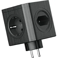 Plastrol Steckdosenadapter mit 4x 230V Steckdosen und 3x USB-A Schwarz