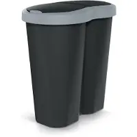 Prosperplast Abfallkorb Compacta R Duo grau/schwarz Fassungsvermögen 40L ein Fach zwei Deckel NDRF40-429U_S411