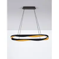 Nova Luce LED Pendelleuchte Radon dimmbar 63W warmweiss 3000K Schwarz Gold Aluminium 100x36cm 9186949