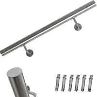 Melko Treppengeländer Edelstahl Ø4,2 cm – 0,5 m Wandhandlauf inkl. Halterungen