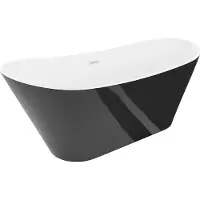 Mexen Dora freistehende Badewanne 170 x 75 cm, weiß/schwarz, Überlauf weiß - 52071707575-20