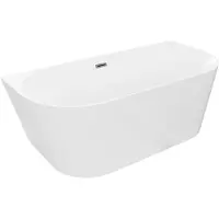Mexen Oval Slim freistehende an der Wand stehende Badewanne 170 x 80 cm, weiß, Überlauf Gun Gray gebürstet - 52661708000-66